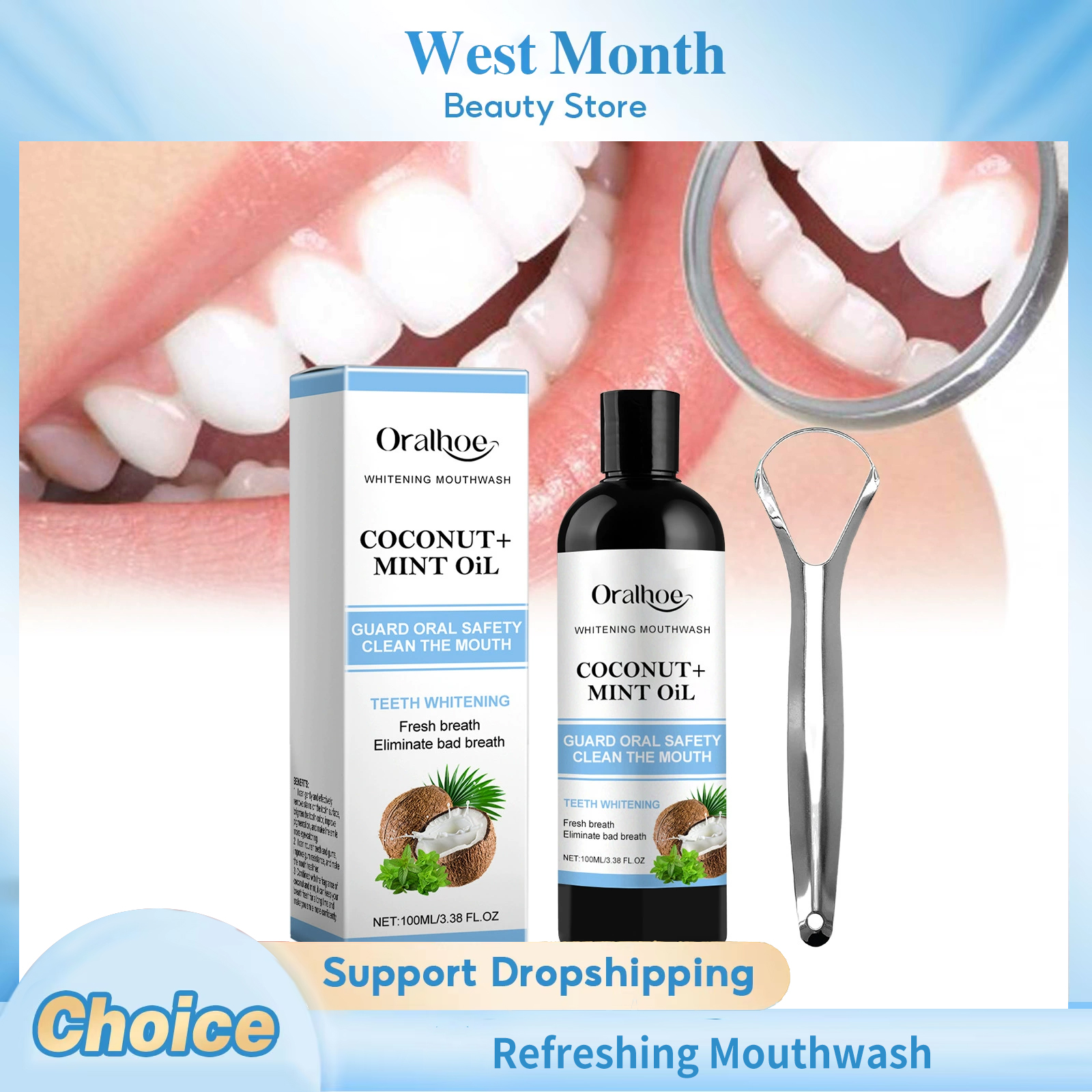 Teeth Whitening With Coconut Oil - Coconut Mint Pulling Oil Refreshing Mouthwash