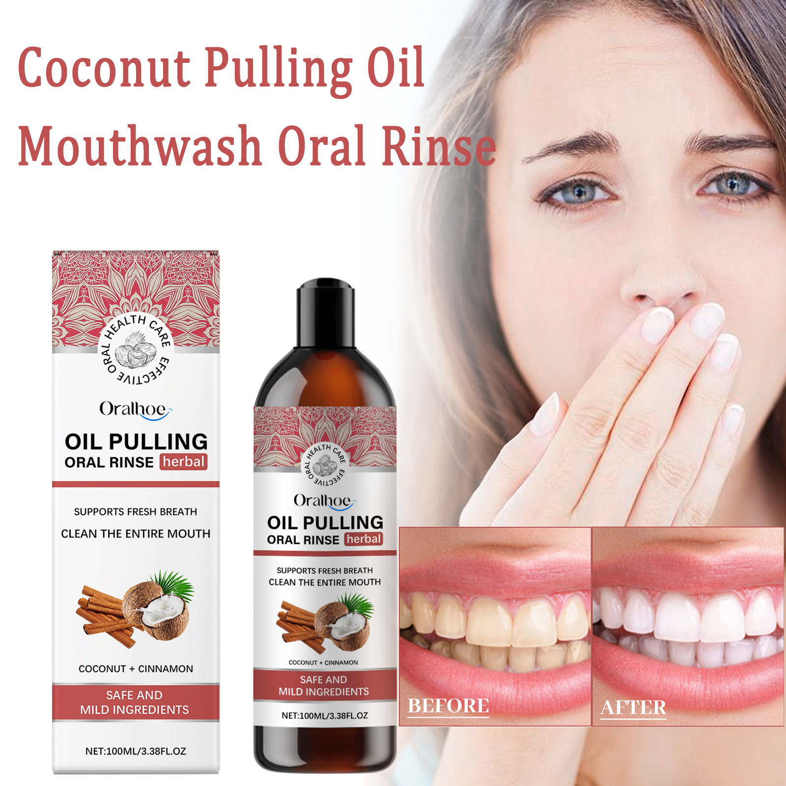Coconut Pulling Oil Mouthwash  - Teeth Whitening With Coconut Oil ulasan dan harga