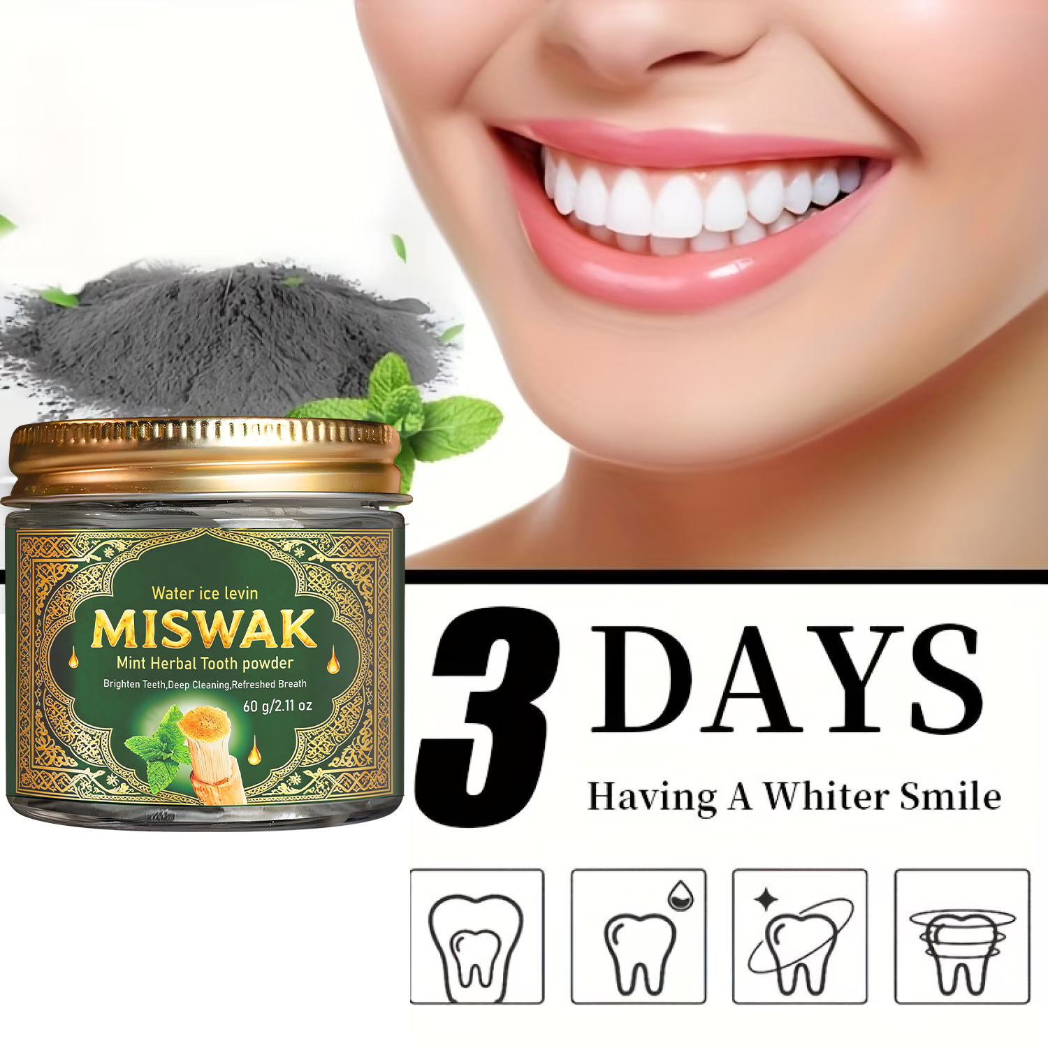 MISWAK Mint Herbal Tooth Powde - Remineralizing Toothpaste ulasan dan harga