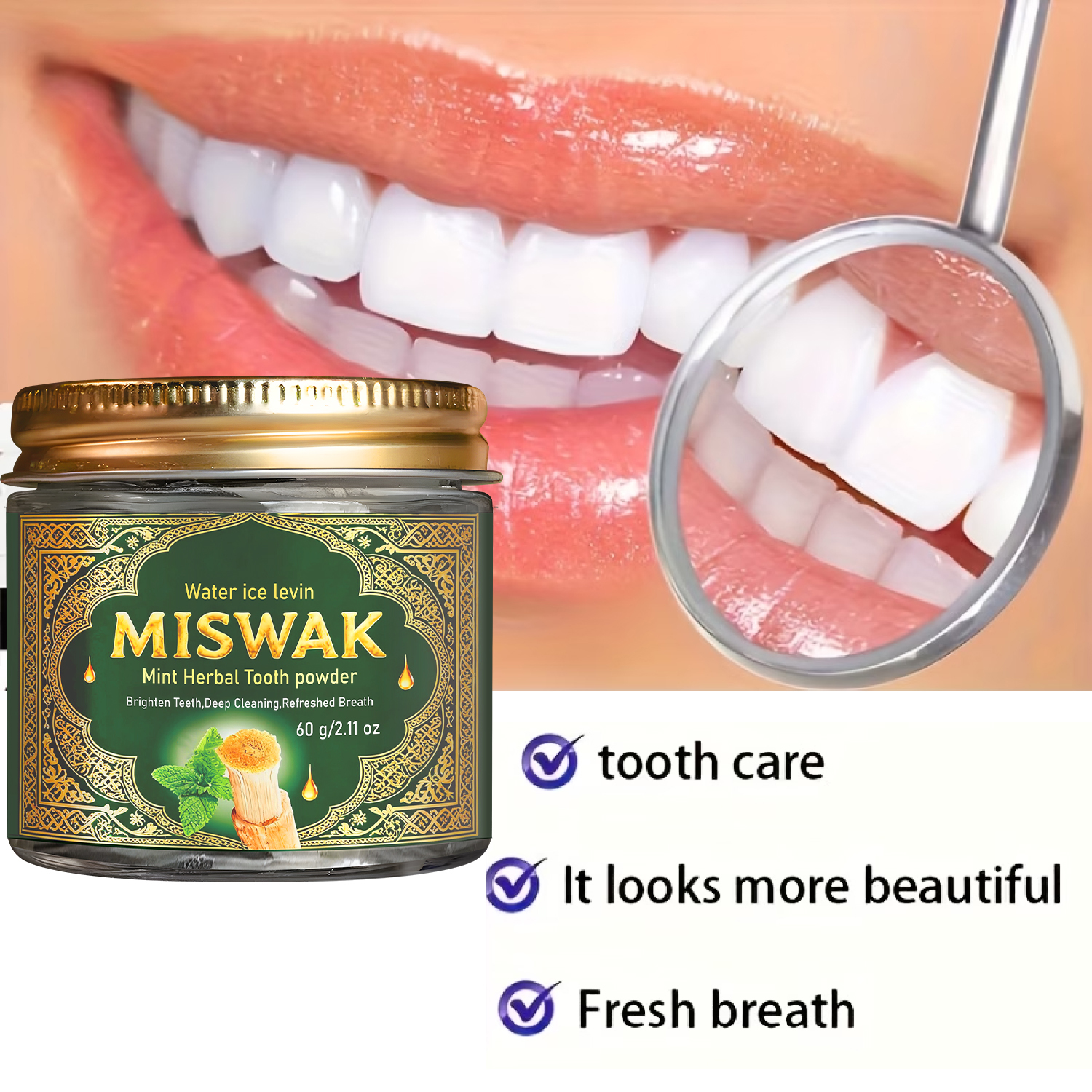 MISWAK Mint Herbal Tooth Powde - Remineralizing Toothpaste ulasan dan harga