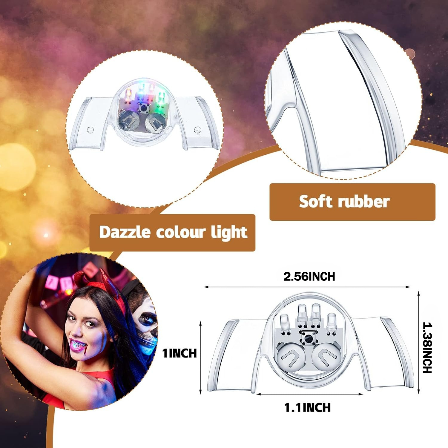 1pcs LED Flashing Mouth Teeth  - Led Mouth Tray ulasan dan harga